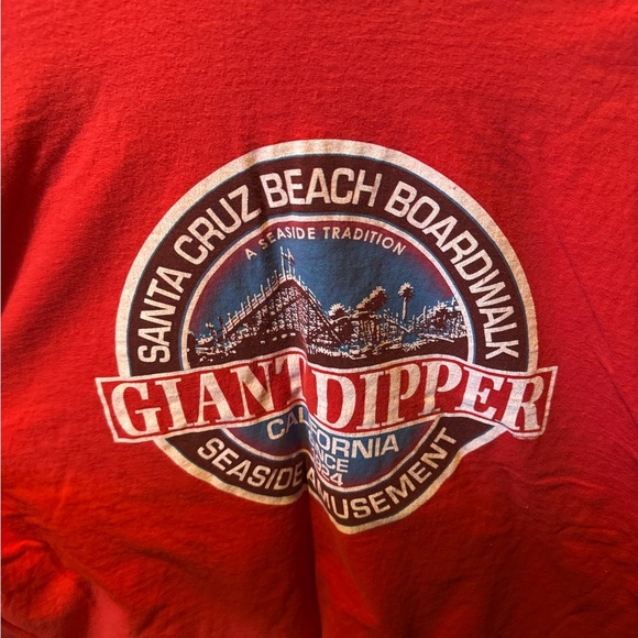 Men’s Santa Cruz Beach Giant Dipper Red Short Sleeve Tee - Picture 5 of 5